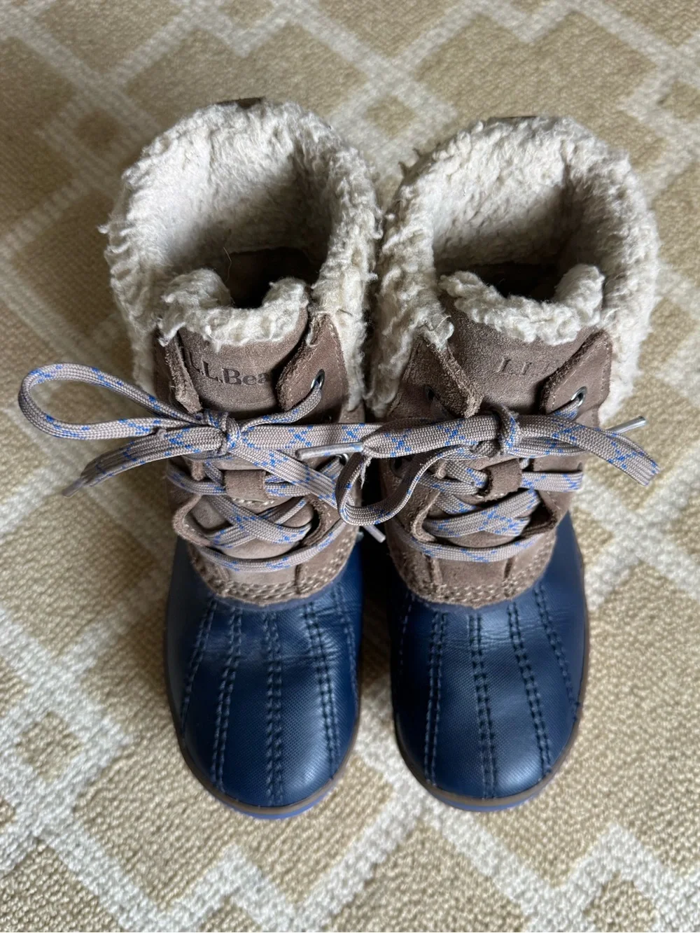 L.L. Bean Rangely Waterproof Winter Duck Boots Insulated Sherpa Navy Kids Size 1